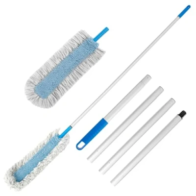 Image of Extendable Feather Duster, Bendable Microfiber Duster with 175cm Extra Long Telescopic Extension Pole and 4 Cloth Cover, Washable for Cleaning Roof, High Ceiling Fan, Blinds