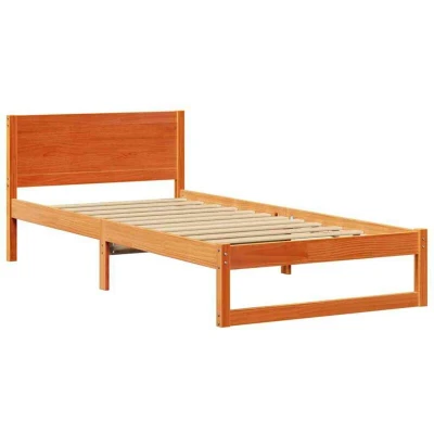 Image of vidaXL Bed Frame Wax brown Solid wood 90 x 200 cm Sturdy
