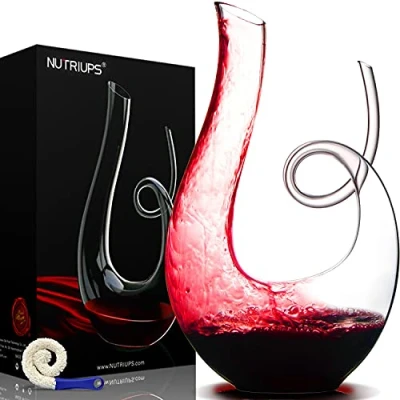 Image of Swan Wine Decanter, Red Decanter for 750ml, 1.2L Designed Horn Set, Handblown, Lead Free
