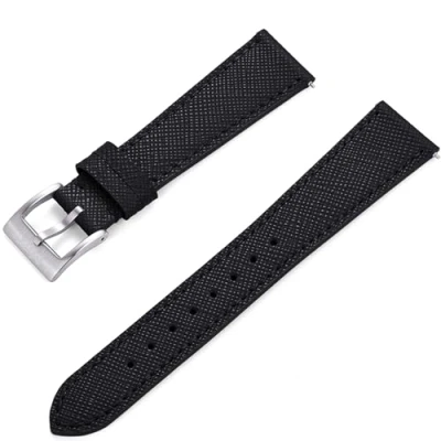 Image of Max Epsom Leather Watch Strap Quick Release Replacement Calfskin Bands Compatible with Samsung Galaxy Smart Watch/Huawei Watch/Garmin/Fossil (20mm, Black)