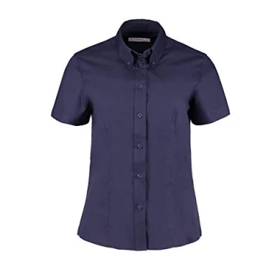 Image of Kustom Kit Tailored Fit Short Sleeve Premium Oxford Shirt 26 Midnight Navy