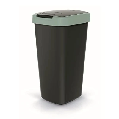 Image of Keden COMPACTA Q 25 Litres Rubbish Bin Trash Garbage Can Recycling (Black/light green)