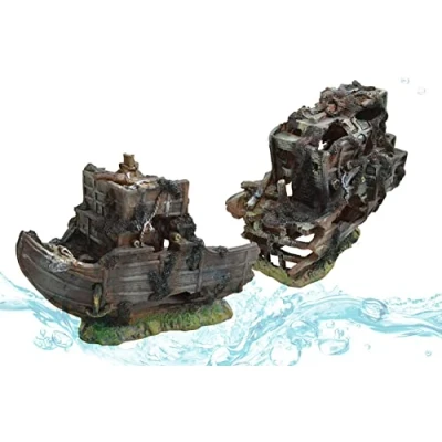 Image of Aqua One Shipwreck Aquarium Ornaments, Large, 70 x 33cm, 2 Piece