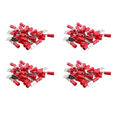 Image of 3mm Male Red Electrical Cable Wire Spade Terminals Crimps Connectors 100pc