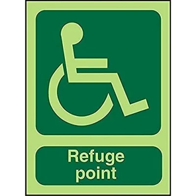 Image of Seco DDA Fire Exit Wheel Chair, Refuge Point Sign, 150mm x 200mm 1mm Semi Rigid Plastic