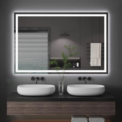 Image of Dripex Bathroom Mirror with LED Lights, 700 * 1000 MM Illuminated Wall Mounted Vanity Mirror, Light Demister Pad, Horizontal/Vertical