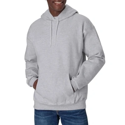 Image of Hanes unisex adult mensOF170Ultimate Cotton Pullover Hood Long Sleeve Hooded Sweatshirt Gray Large