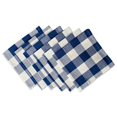 Image of DII Buffalo Check Collection, Classic Farmhouse Tabletop Set, Napkin 20x20, Navy &amp; Cream, 6 Piece