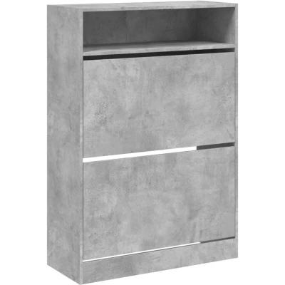 Image of vidaXL Shoe Cabinet with 2 Flip Drawers Concrete Grey 80x34x116 cm