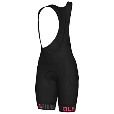 Image of Alé Cycling Women&#039;s Pragma Traguardo Bib Shorts, Black/Fluo Pink, XL