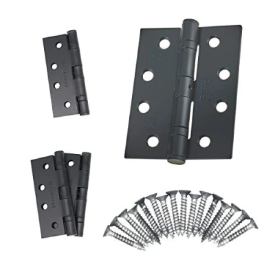 Image of Door Hinges 4&quot; 102mm Ball Bearing 2 Pair Pack [4 &amp; Screws] Black