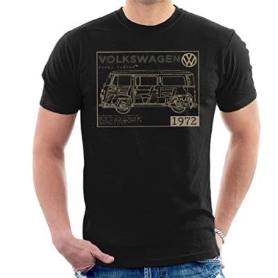 Image of Volkswagen Type 2 Camper Plans Light Text Men&#039;s T Shirt Black