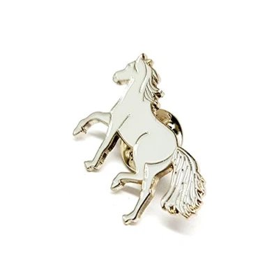 Image of Metal Enamel Pin Badge Brooch Grey Pony Horse Riding Equestrian