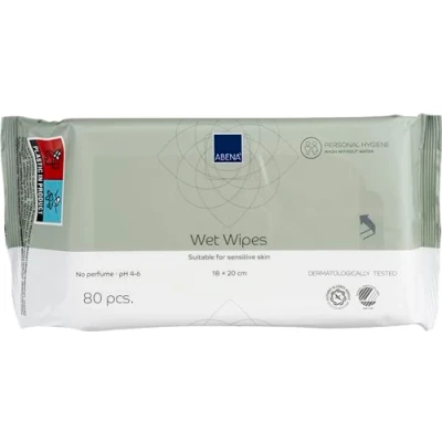 Image of Abena Wet Wipes Pack of 80 Z Fold Disposable Fragrance and Colourant Free Dermatologically Tested Heavy Duty Incontinence Products