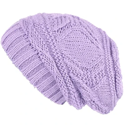 Image of Lilax Knit Slouchy Oversized Soft Warm Winter Beanie Hat, Lavender,