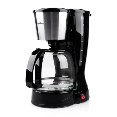 Image of MAYA RANGE Filter Coffee Machine, Maker for Instant Coffee, Pour Over Technology, 12 Cup, Anti Drip, Reusable Filter, Keep Warm, Dry Burn, Aroma Blender, Black/Brushed Steel 1.5L