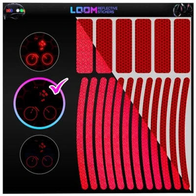 Image of Reflective Stickers for Bikes 18pc (red) Waterproof, High Visibility Bike Flat Surfaces Nighttime Safety Helmet,Bicycle &amp; Motorcycle Adhesive Bicycle Reflectors