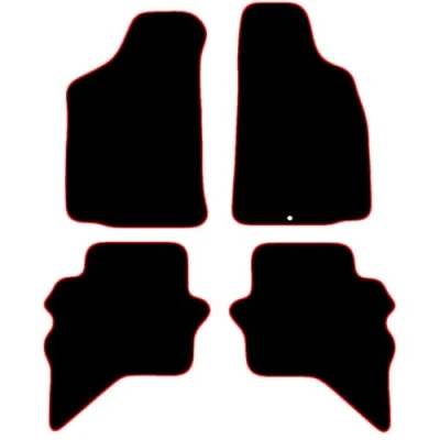 Image of Carsio Carpet Car Mats For Ford Ranger 1999 2006 Double Cab Tailored Fit Floor Mat Set Complete Accessory Black Custom Fitted All Weather, Anti Slip Backing &amp; Red Trim