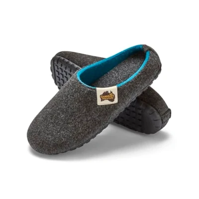 Image of Outback Slippers Charcoal &amp; Turquoise (UK 12 EU 46)