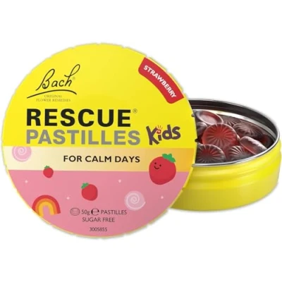Image of Rescue Remedy Kids Calm Days Pastilles (Strawberry), Promotes &amp; Maintains Everyday Calm, Flower Essence Formula, Alcohol Free, Managing The Stress of Tests, Travel Adapting to New Surroundings