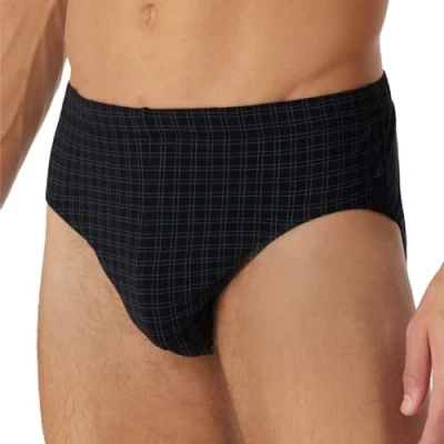 Image of Schiesser Men&#039;s Underwear Mini Briefs Soft and Comfortable without Elastic Waistband Organic Cotton Casual, Black_180503, XXXL