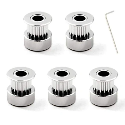 Image of GT2 Aluminum Timing Belt Pulley kit 16 Teeth Bore 5mm and M2 Wrench for 3D Printer 6mm Width (Pack of 5pcs)