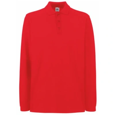 Image of Fruit of The Loom Mens Premium Long Sleeve Polo Shirt (L) (Red)