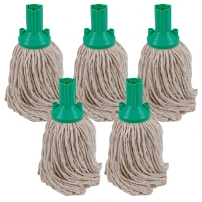 Image of String Mop Heads Cotton PY Yarn Replacement Socket Head Colour Coded (Pack Of 5) (Green)