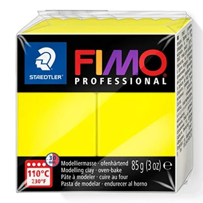 Image of STAEDTLER 8004 1 FIMO Professional Oven Hardening Polymer Modelling Clay, 85g Lemon Yellow (Single Block)