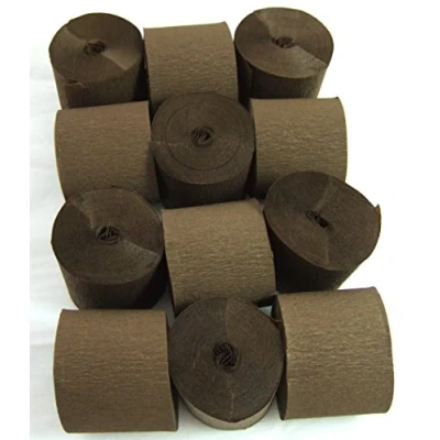 Image of 12 Dark Brown Crepe Paper Streamers 45mm x 10meters Many uses as decorations, marketing tools, great favourite with schools and the craft industry
