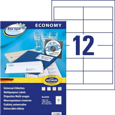 Image of europe100 ELA001 Universal Labels 38 x 21.2 mm 97 42.3