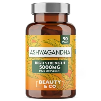 Image of Ashwagandha 5000mg 90 Tablets, Super High Strength 3 Months Supply from Beauty &amp; Co, Pure Ashwagandha, Vegan, Made in The UK.