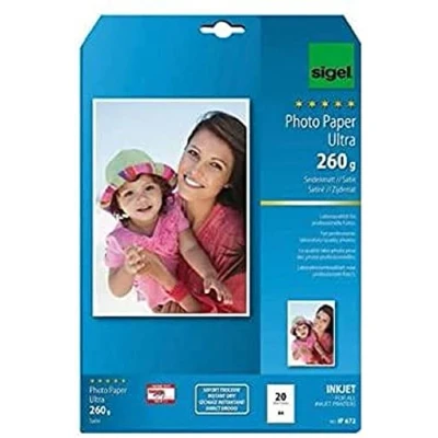 Image of SIGEL IP672 InkJet Ultra Photo Paper, satin, 260 gsm, A4, 20 sheets