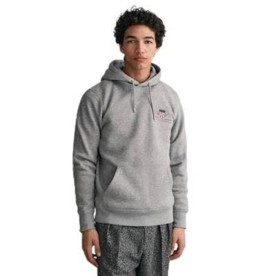 Image of GANT Medium Archive Shield Hoodie, Men&#039;s, Size: Large, Grey melange