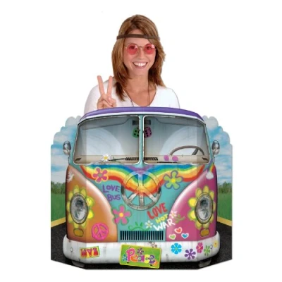 Image of Beistle 57950 Hippie Bus Photo Prop, Paper, Multicolor