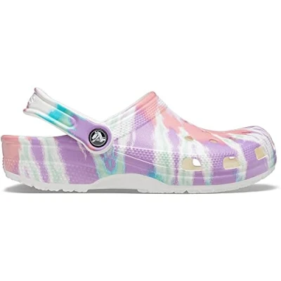Image of Crocs Unisex Classic Tie Dye Clogs, Fresco Multi, 2 UK Men/ 4 Women