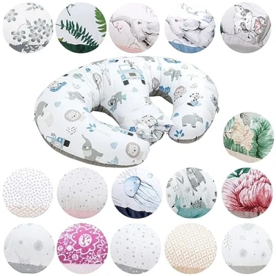 Image of Bellochi Maternity and Nursing Pillow for Twins Baby Support Multifunctional Breastfeeding with Cover Made of Cotton Velvet OEKO TEX Certified (Safari)