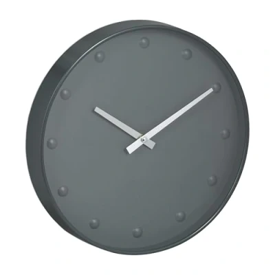 Image of Relaxdays Wall Clock, Modern, Hour &amp; Minute Hands, Ø 30 cm, Living Room, Kitchen, Office, Analogue Timepiece, Grey, Aluminium, Plastic