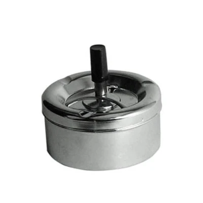 Image of Premier Housewares Ash Tray Medium Silver Outdoor Ashtray Chrome with Lid For Cigarettes Fancy Garden Ashtrays