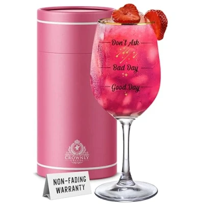 Image of CROWNLY CRYSTAL® Gift for Women Personalised Wine Glass Gin Gifts Colleagues Friends Birthday Best Idea