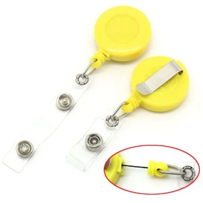 Image of CKB Ltd 5X Yellow Retractable ID Badge Reels with Belt Clip Ring Pull Ski Pass Holder Recoil