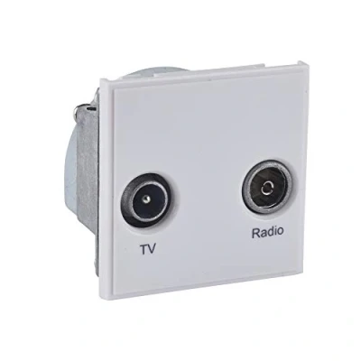 Image of Schneider Electric Euro Module Single Module, with TV/FM Aerial Socket, GUE7010W, White, Pack of 5