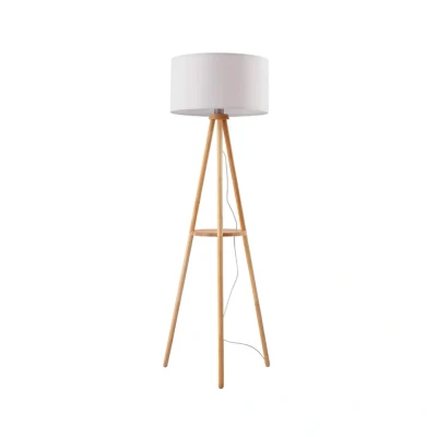 Image of Lindby Adamio floor lamp, Ø 45.5 cm, white, textile, tripod