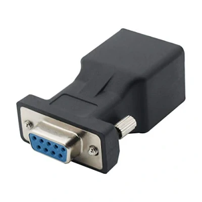 Image of DB9 RS232 Female Port to RJ45 Connector Card Serial Extender LAN CAT5 CAT6 Network Ethernet Cable Adapter