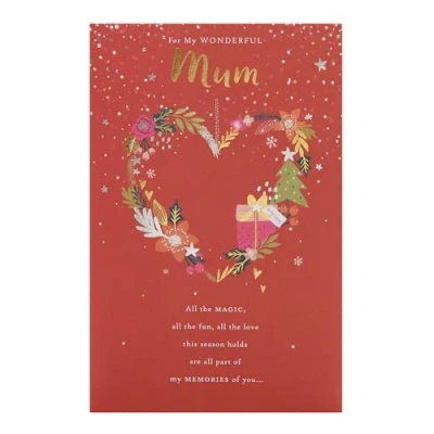 Image of UK Greetings Christmas Card for Mum Heart Design