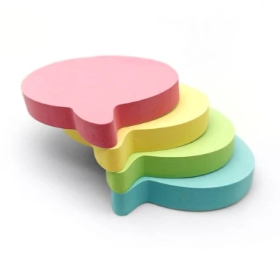 Image of 400 Quality Speech Bubble Shaped Pastel Coloured Removable Sticky Notes 76x76mm 4 Pads of 100 Sheets Blue, Pink, Green, Yellow