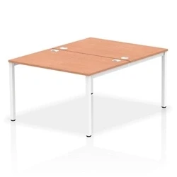 Image of Impulse Bench B2B 2 Person 1200 White Frame Office Desk Beech