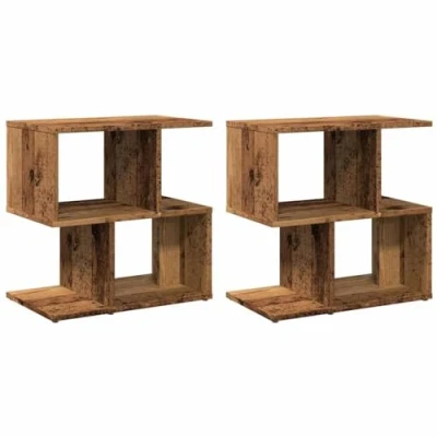 Image of vidaXL Bedside Tables 2 Units Aged Plywood, Bed Furniture, Side Table for Bedroom, Bedroom Furniture