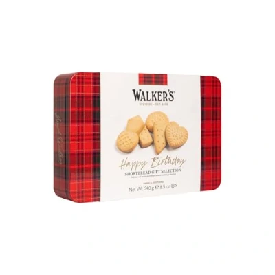 Image of Walker&#039;s Shortbread Happy Birthday Assortment Tin, Traditional Pure Butter Scottish Recipe, 240g