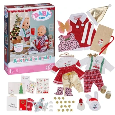 Image of BABY born Advent Calendar 836101 Christmas Countdown with 24 Surprises Including Gift Items, Accessories, or Festive Holiday Outfits for Dolls up to 43cm Suitable Children from 3 Years Old
